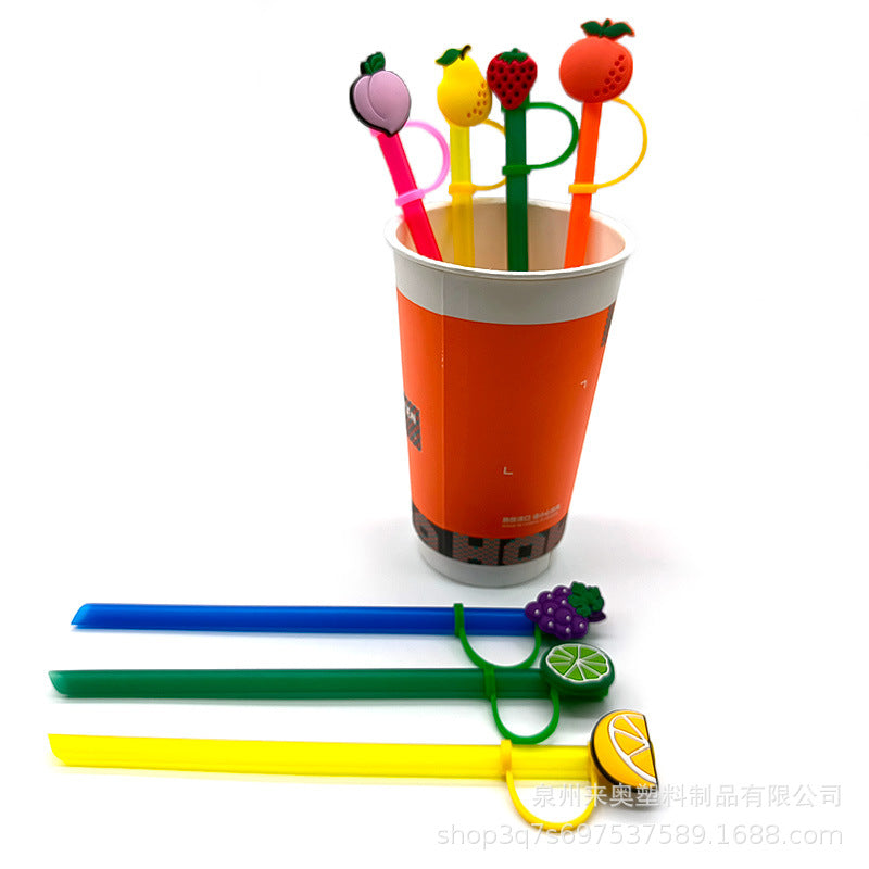 Al por mayor 10pcs PVC lindas cubiertas de paja de frutas (pajitas no incluidas)